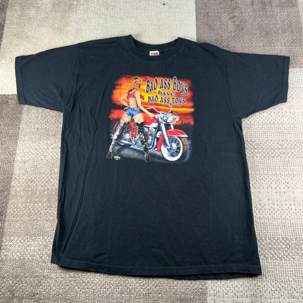 Vintage Bike Week Bad Ass Boys Have Bad Ass Toys T-Shirt Mens XL Black Wild Side